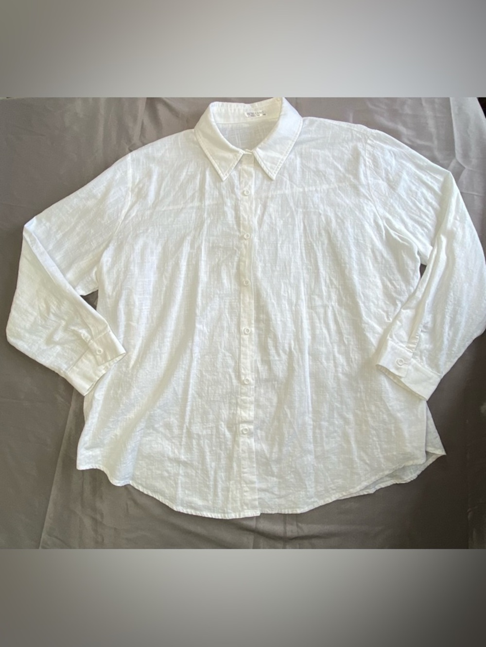 White Casual Button-Down  Shirt